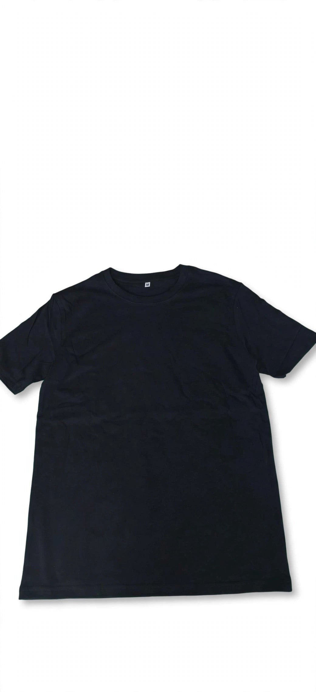DAILYHEM 100% cotton black tee, studio product photo