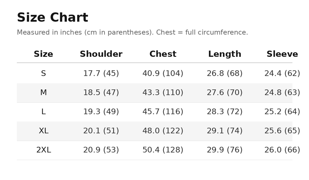 Size chart
